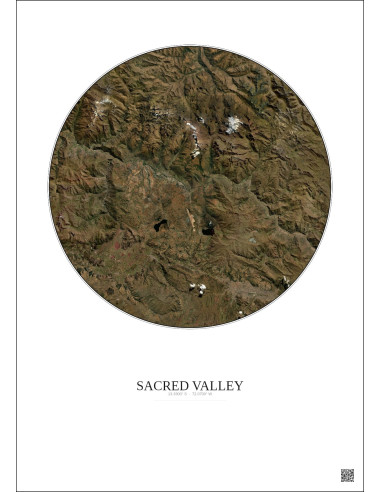 Affiche Sacred Valley – Poster vue satellite 30km Couleur | Gravura – Fond clair