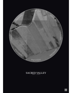 Affiche Sacred Valley – Poster vue satellite 0.1km N&B | Gravura – Fond foncé