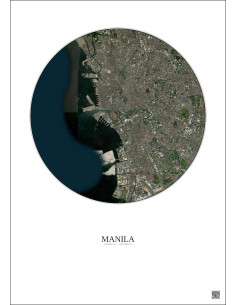 Affiche Manila – Poster vue satellite 10km Couleur | Gravura – Fond clair