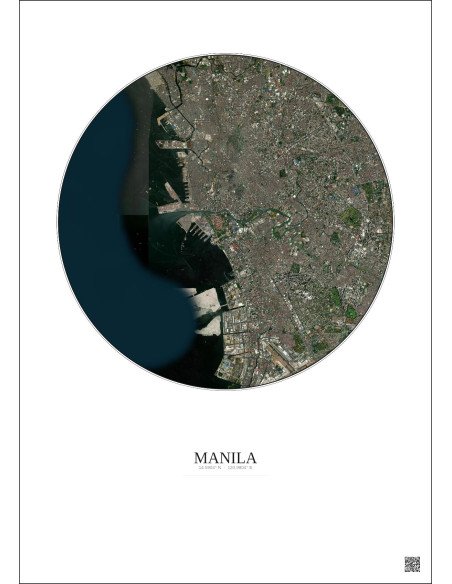 Affiche Manila – Poster vue satellite 10km Couleur | Gravura – Fond clair
