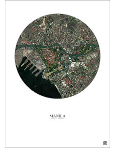 Affiche Manila – Poster vue satellite 2.5km Couleur | Gravura – Fond clair