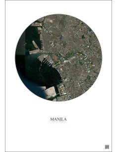 Affiche Manila – Poster vue satellite 6km Couleur | Gravura – Fond clair