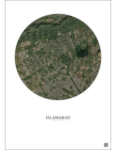 Affiche Islamabad – Poster vue satellite 10km Couleur | Gravura – Fond clair
