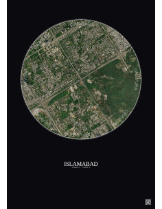 Affiche Islamabad – Poster vue satellite 2.5km Couleur | Gravura – Fond foncé
