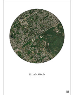 Affiche Islamabad – Poster vue satellite 2.5km Couleur | Gravura – Fond clair