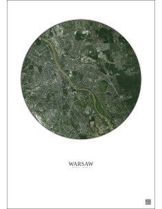 Affiche Warsaw – Poster vue satellite 10km Couleur | Gravura – Fond clair