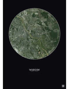 Affiche Warsaw – Poster vue satellite 10km Couleur | Gravura – Fond foncé