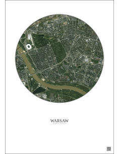 Affiche Warsaw – Poster vue satellite 2.5km Couleur | Gravura – Fond clair