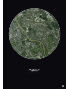 Affiche Warsaw – Poster vue satellite 6km Couleur | Gravura – Fond foncé