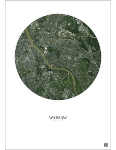 Affiche Warsaw – Poster vue satellite 6km Couleur | Gravura – Fond clair