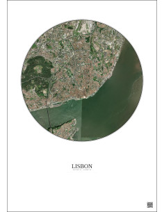 Affiche Lisbon – Poster vue satellite 6km Couleur | Gravura – Fond clair