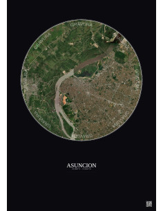 Affiche Asuncion – Poster vue satellite 10km Couleur | Gravura – Fond foncé