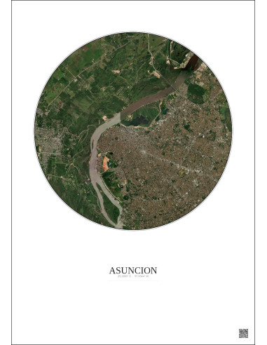Affiche Asuncion – Poster vue satellite 10km Couleur | Gravura – Fond clair