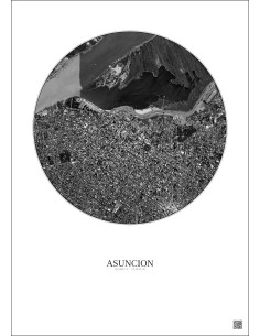 Affiche Asuncion – Poster vue satellite 2.5km N&B | Gravura – Fond clair