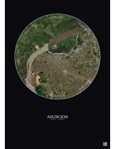 Affiche Asuncion – Poster vue satellite 6km Couleur | Gravura – Fond foncé