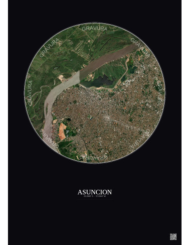 Asuncion Satellite View Poster 6km Color | Gravura – Dark background