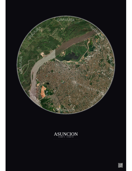 Asuncion Satellite View Poster 6km Color | Gravura – Dark background