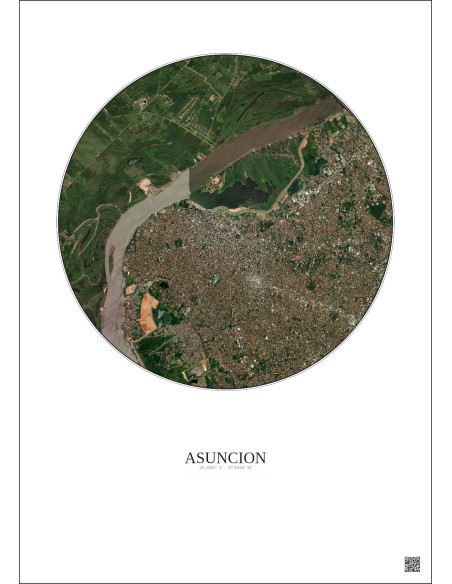 Asuncion Satellite View Poster 6km Color | Gravura – Light background