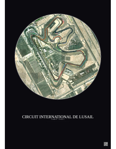 Circuit International De Lusail Satellite View Poster 1km Color | Gravura – Dark background
