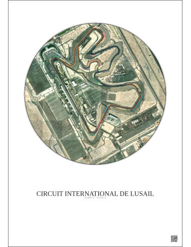 Affiche Circuit International De Lusail – Poster vue satellite 1km Couleur | Gravura – Fond clair