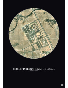 Affiche Circuit International De Lusail – Poster vue satellite 2.5km Couleur | Gravura – Fond foncé
