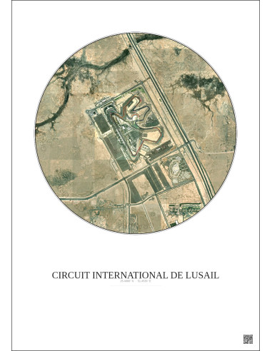 Affiche Circuit International De Lusail – Poster vue satellite 2.5km Couleur | Gravura – Fond clair