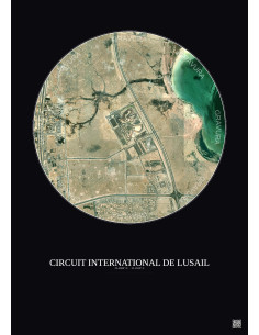 Affiche Circuit International De Lusail – Poster vue satellite 5km Couleur | Gravura – Fond foncé