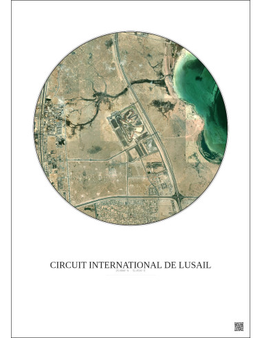 Circuit International De Lusail Satellite View Poster 5km Color | Gravura – Light background