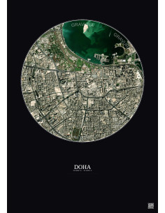 Doha Satellite View Poster 2.5km Color | Gravura – Dark background