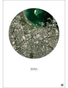 Affiche Doha – Poster vue satellite 2.5km Couleur | Gravura – Fond clair