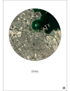 Affiche Doha – Poster vue satellite 6km Couleur | Gravura – Fond clair