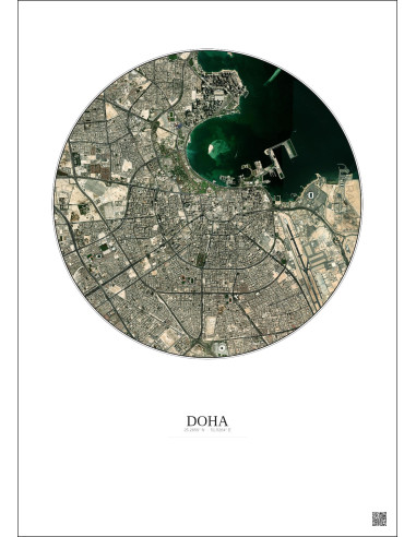 Affiche Doha – Poster vue satellite 6km Couleur | Gravura – Fond clair