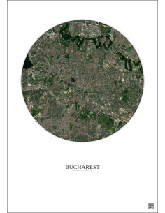 Affiche Bucharest – Poster vue satellite 6km Couleur | Gravura – Fond clair