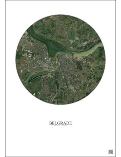 Affiche Belgrade – Poster vue satellite 10km Couleur | Gravura – Fond clair