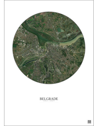 Belgrade Satellite View Poster 10km Color | Gravura – Light background