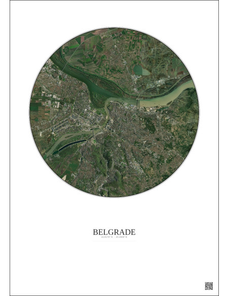 Belgrade Satellite View Poster 10km Color | Gravura – Light background