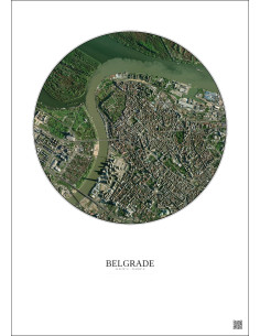 Affiche Belgrade – Poster vue satellite 2.5km Couleur | Gravura – Fond clair
