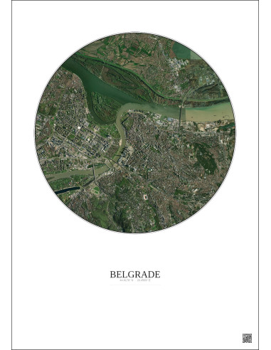 Belgrade Satellite View Poster 6km Color | Gravura – Light background