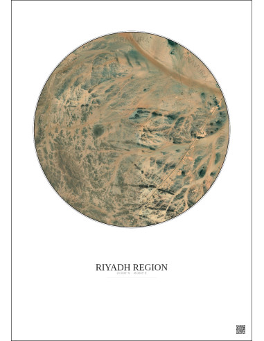Riyadh Region Satellite View Poster 10km Color | Gravura – Light background