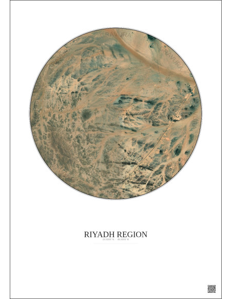 Riyadh Region Satellite View Poster 10km Color | Gravura – Light background