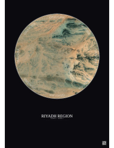 Affiche Riyadh Region – Poster vue satellite 2.5km Couleur | Gravura – Fond foncé