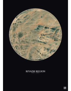 Affiche Riyadh Region – Poster vue satellite 6km Couleur | Gravura – Fond foncé