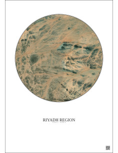 Affiche Riyadh Region – Poster vue satellite 6km Couleur | Gravura – Fond clair