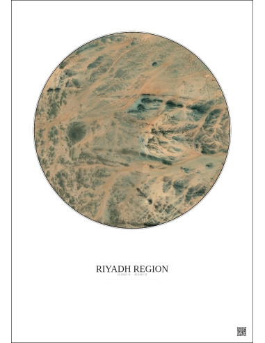Riyadh Region Satellite View Poster 6km Color | Gravura – Light background