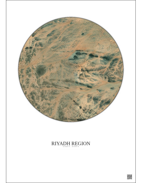 Riyadh Region Satellite View Poster 6km Color | Gravura – Light background