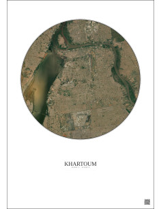 Affiche Khartoum – Poster vue satellite 10km Couleur | Gravura – Fond clair