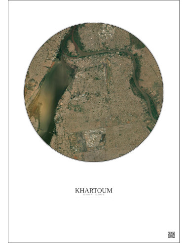 Affiche Khartoum – Poster vue satellite 10km Couleur | Gravura – Fond clair