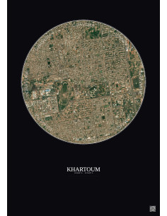 Affiche Khartoum – Poster vue satellite 2.5km Couleur | Gravura – Fond foncé