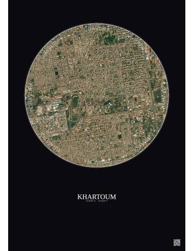 Khartoum Satellite View Poster 2.5km Color | Gravura – Dark background