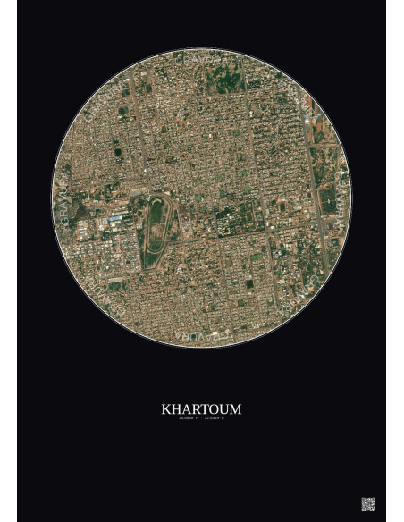 Khartoum Satellite View Poster 2.5km Color | Gravura – Dark background